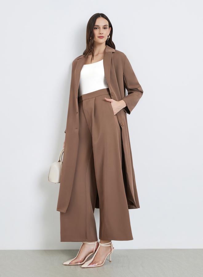 Styli Women Brown Wide Leg Trousers - Image 1